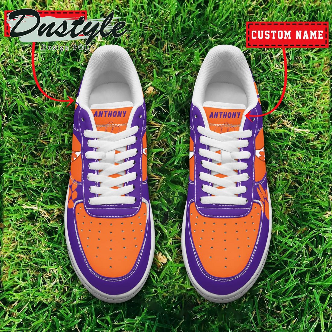 NCAA Clemson Tigers Personalized Name Number Nike Air Force 1 Sneakers