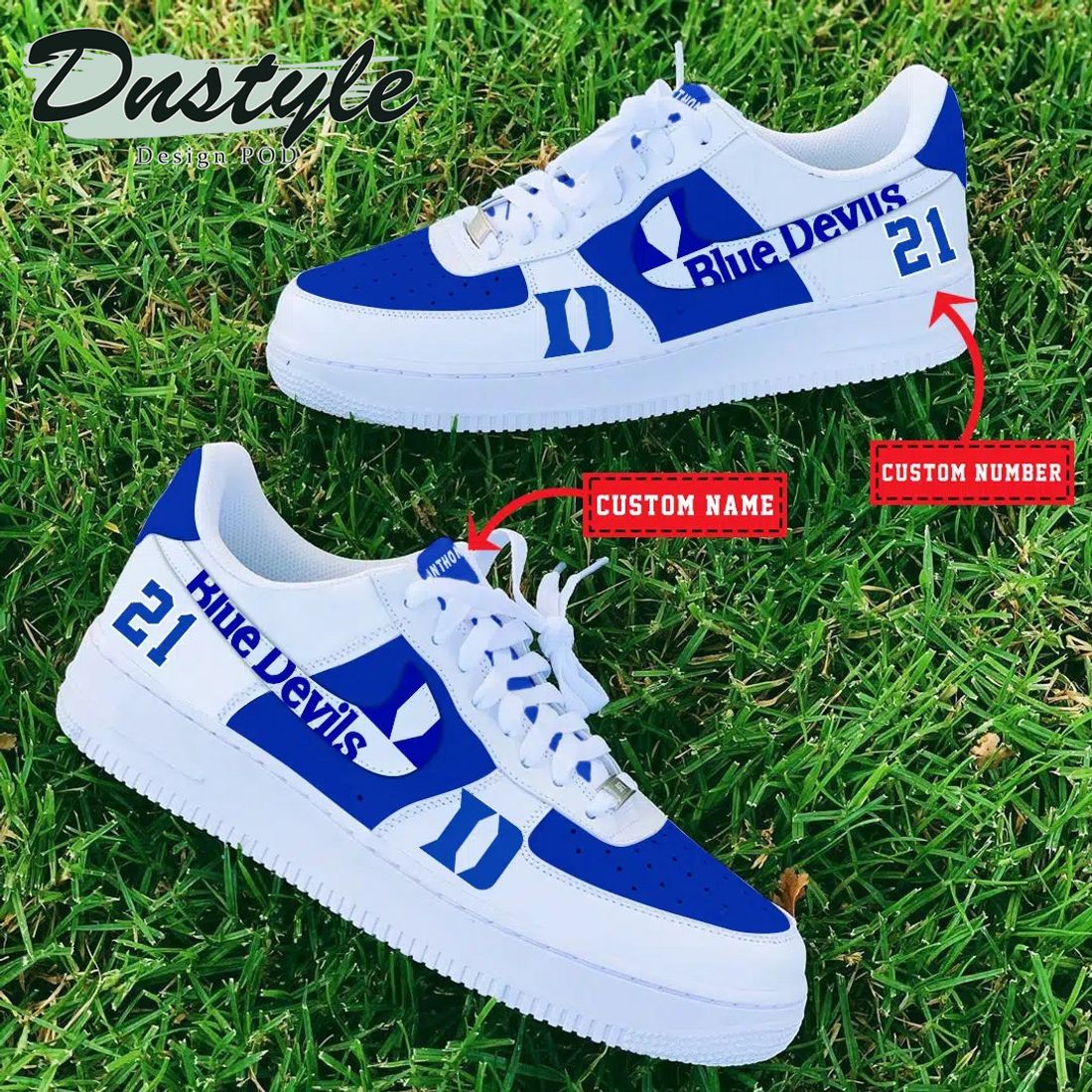 NCAA Duke Blue Devils Personalized Name Number Nike Air Force 1 Sneakers 2