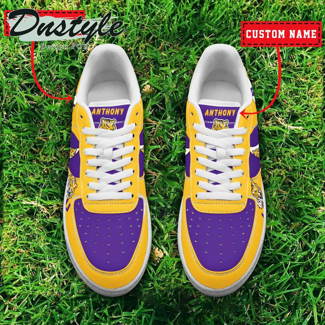 NCAA LSU Tigers Personalized Name Number Nike Air Force 1 Sneakers