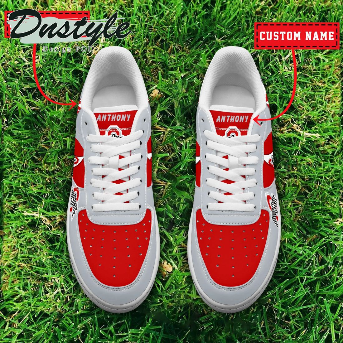 NCAA Ohio State Buckeyes Personalized Name Number Nike Air Force 1 Sneakers