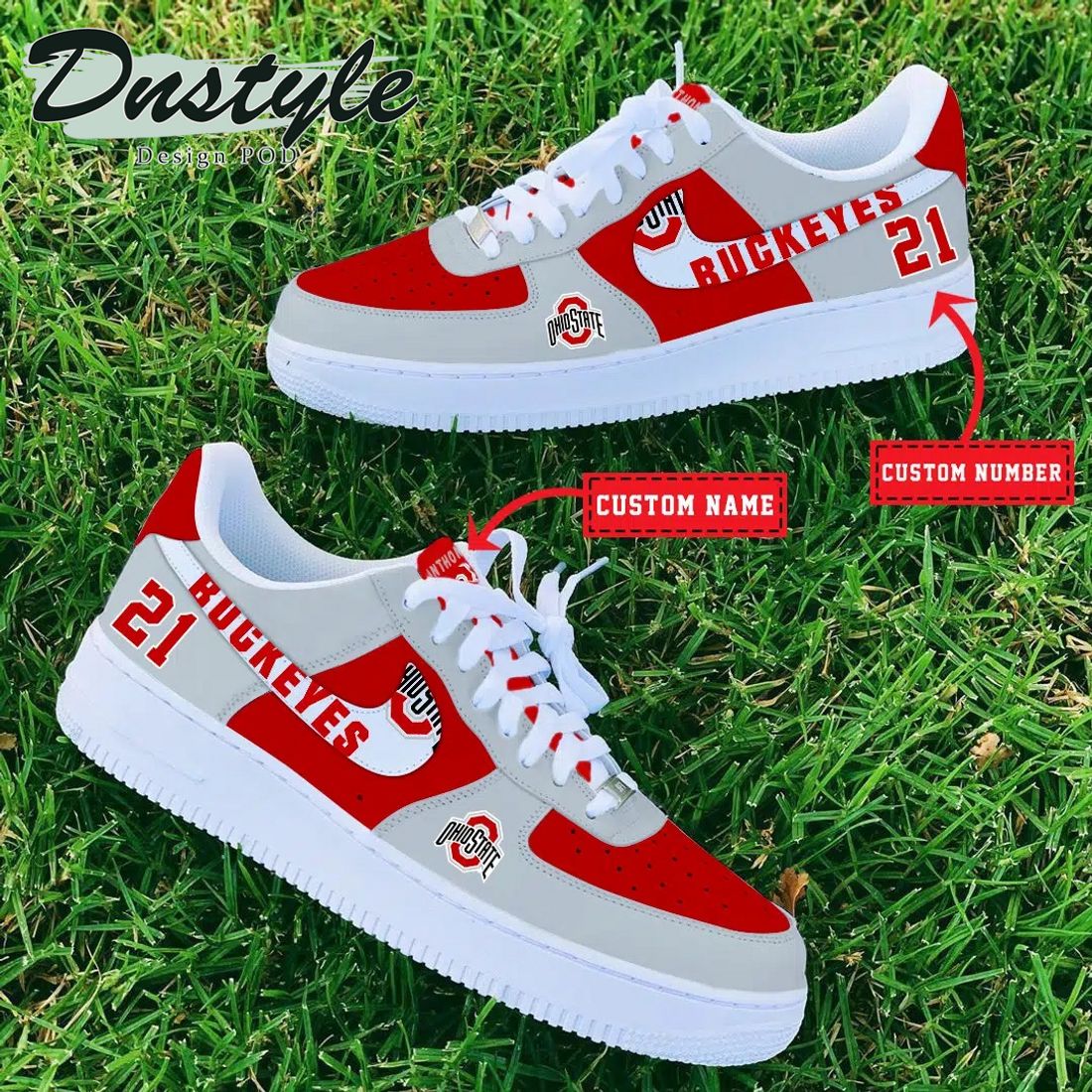 NCAA Ohio State Buckeyes Personalized Name Number Nike Air Force 1 Sneakers