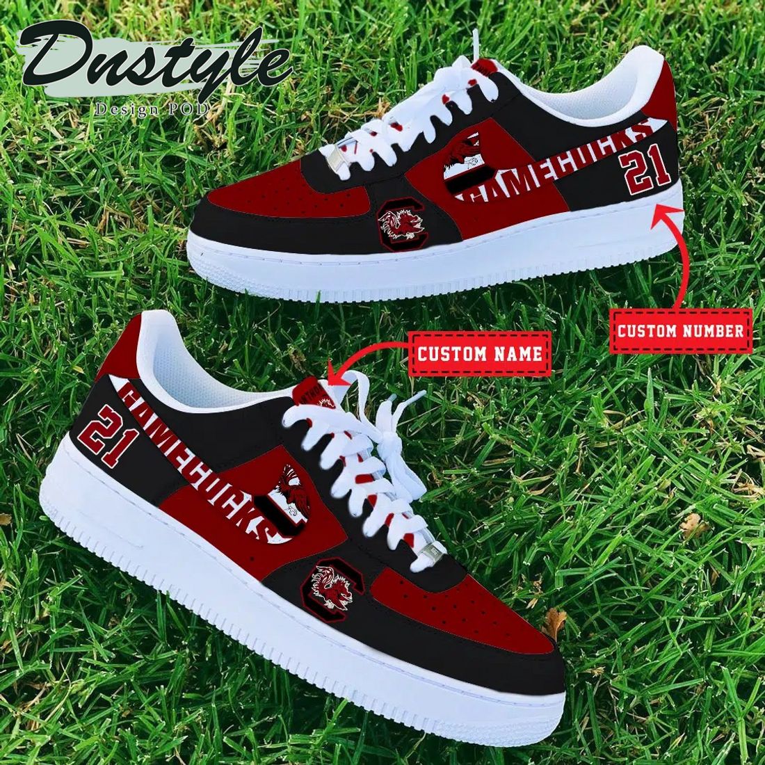 NCAA South Carolina Gamecocks Personalized Name Number Nike Air Force 1 Sneakers