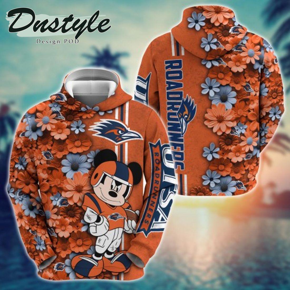 NCAA Utah State Aggies Math Mickey Mouse Line Stripe Flower 3D Hoodie