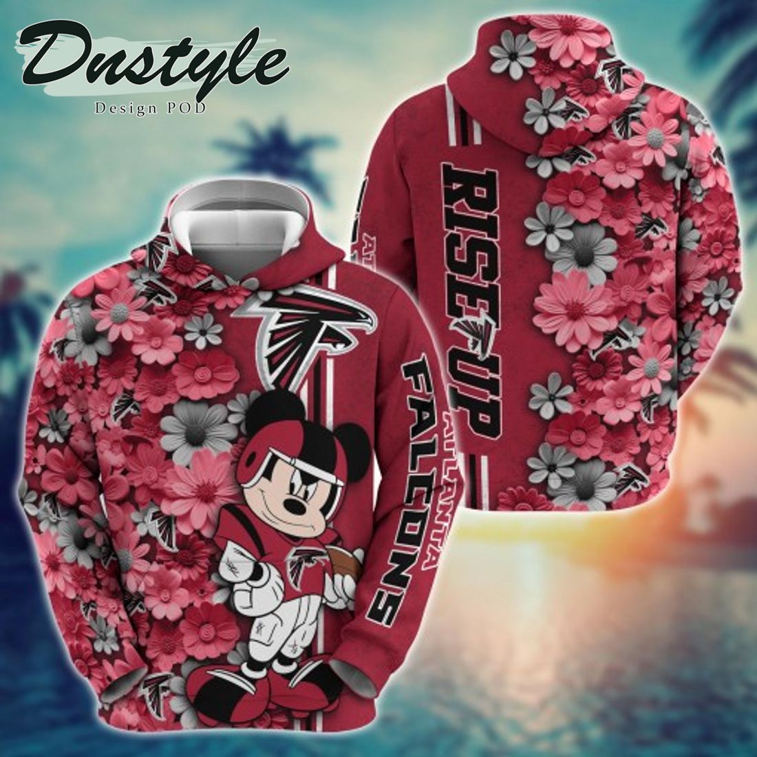 NFL Arizona Cardinals Math Mickey Mouse Line Stripe Flower 3D Hoodie