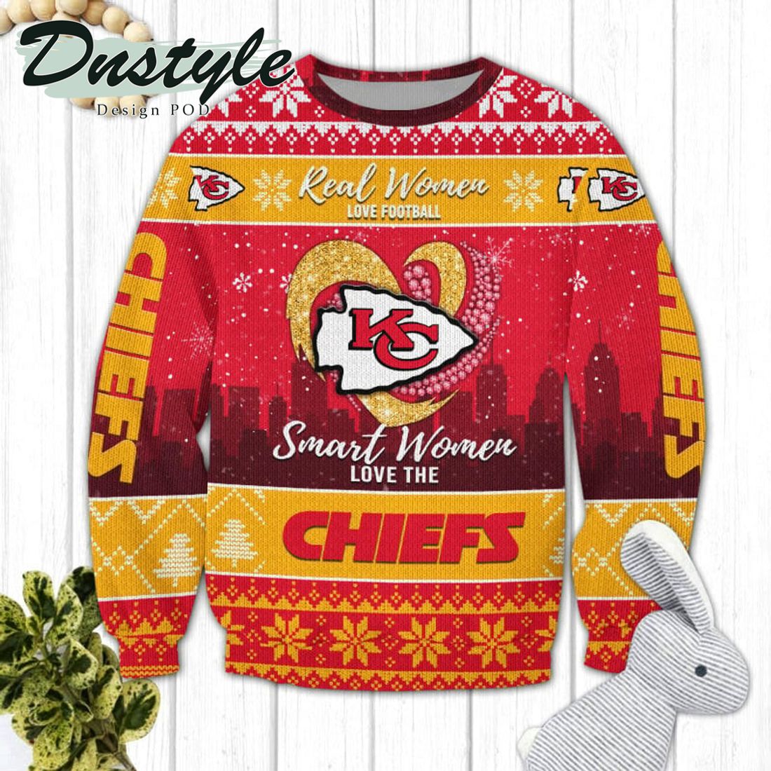 NFL Kansas City Chiefs Logo Snowflakes Ugly Christmas Sweater