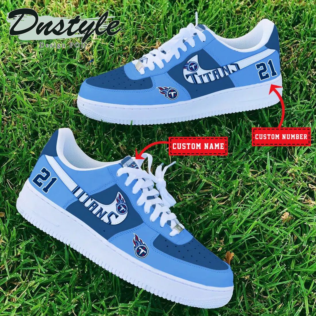 NFL Tennessee Titans Air Force 1 Custom Name And Number Sneaker 2