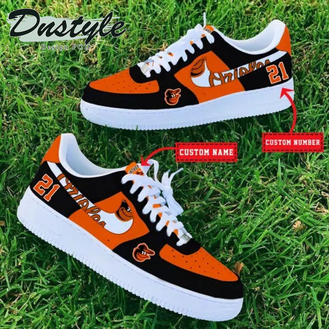 MLB Baltimore Orioles Personalized Name Number Nike Air Force 1 Sneakers