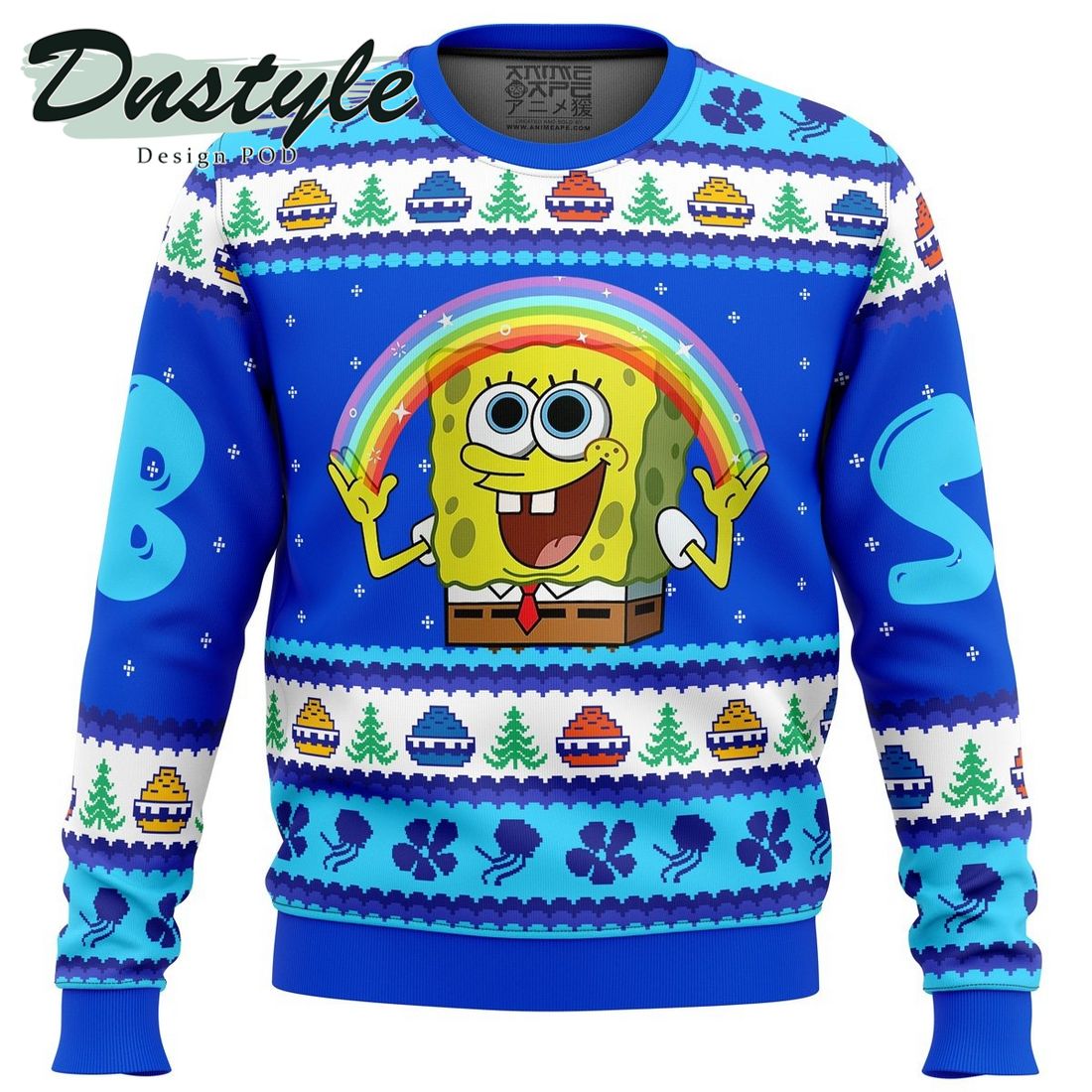 SpongeBob Nickelodeon Cartoons Rainbow Ugly Christmas Sweater