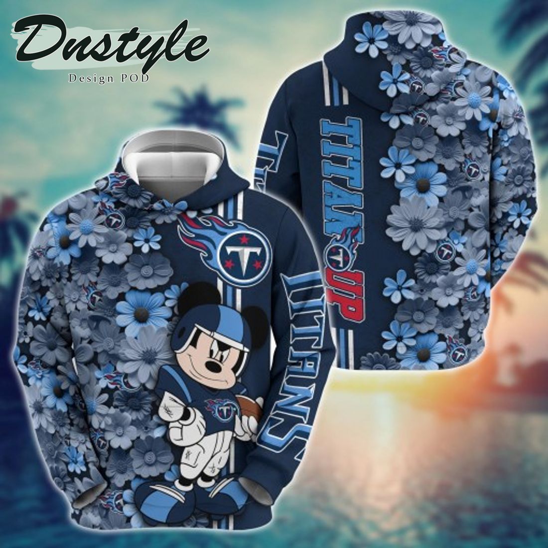 NFL Tennessee Titans Math Mickey Mouse Line Stripe Flower 3D Hoodie