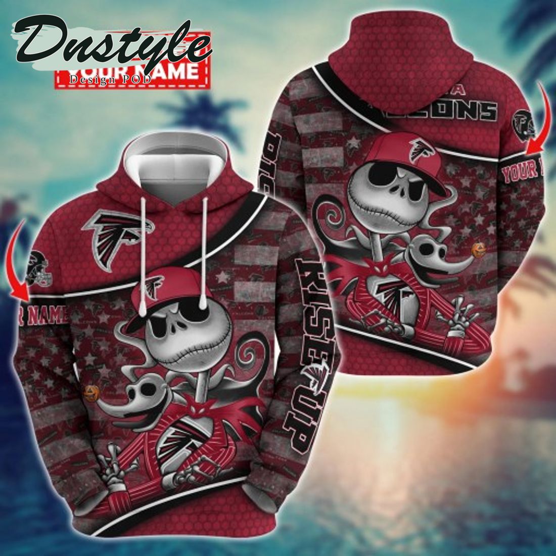 NFL Atlanta Falcons Math Jack Skellington Custom Name Halloween 3D Hoodie