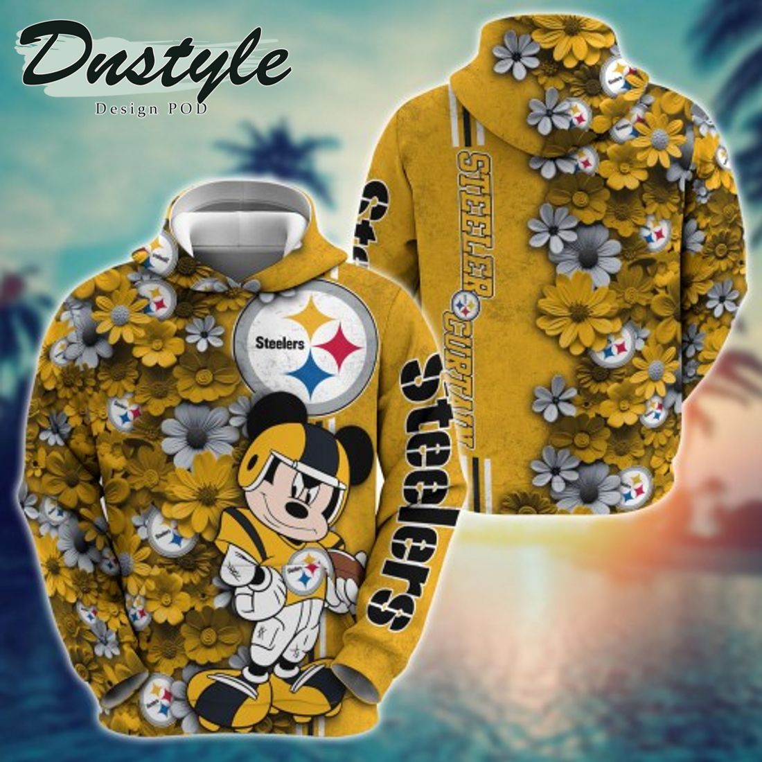 NFL Pittsburgh Steelers Math Mickey Mouse Line Stripe Flower 3D Hoodie