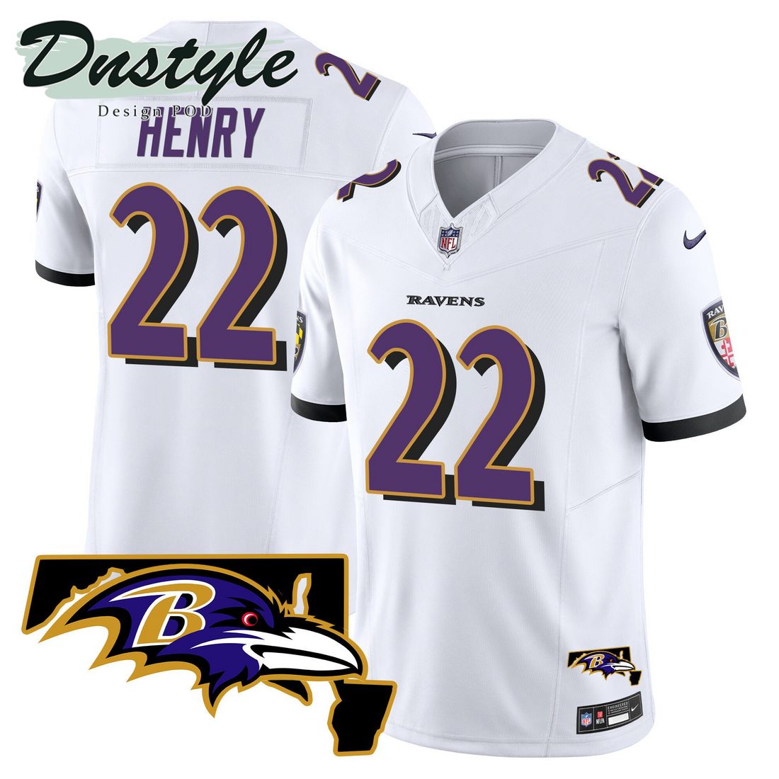 Derrick Henry Baltimore Ravens Maryland Patch Vapor Purple Alternate Jersey