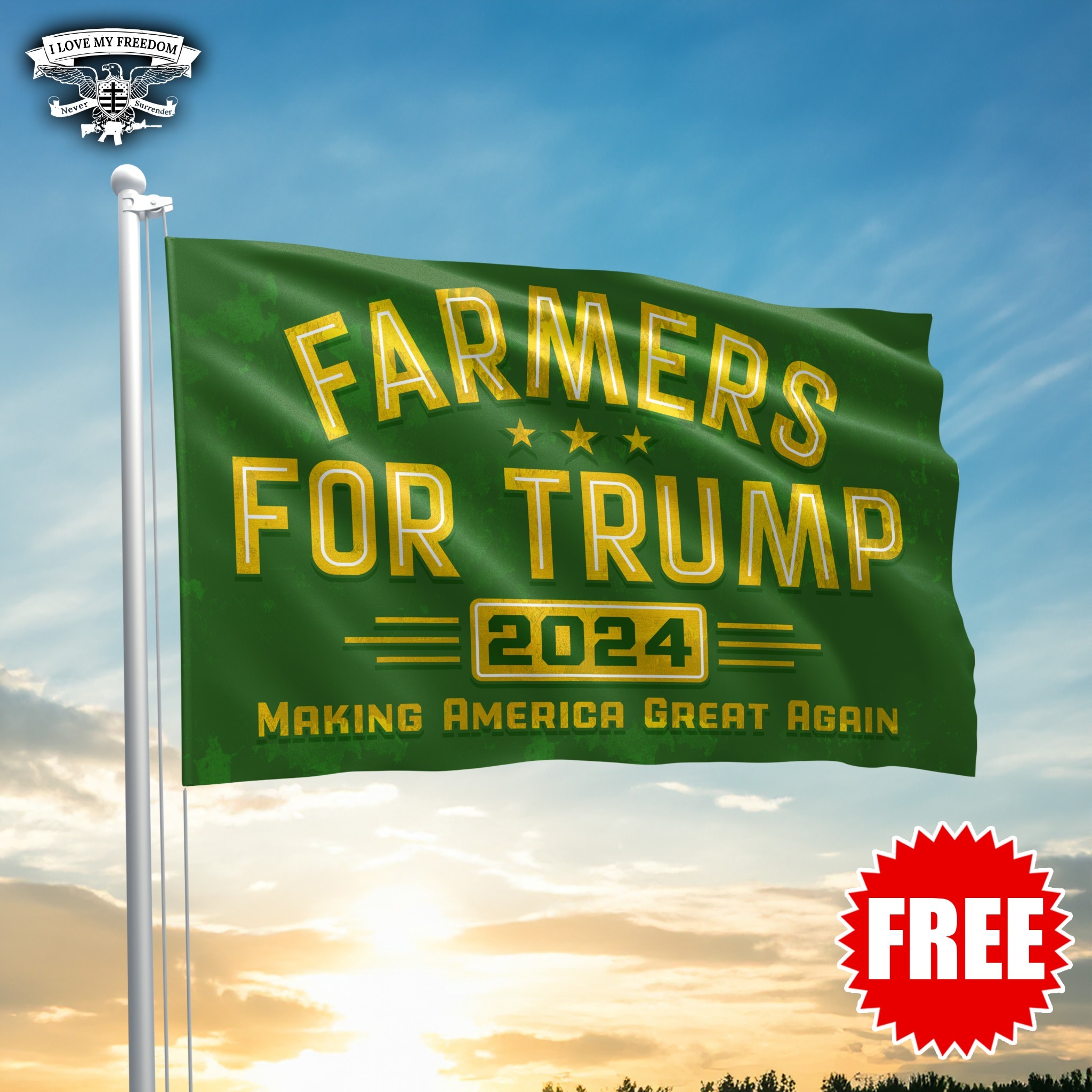 Farmers for Trump 2024 make America great again flag