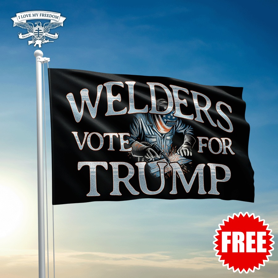 Welders vite for Trump flag