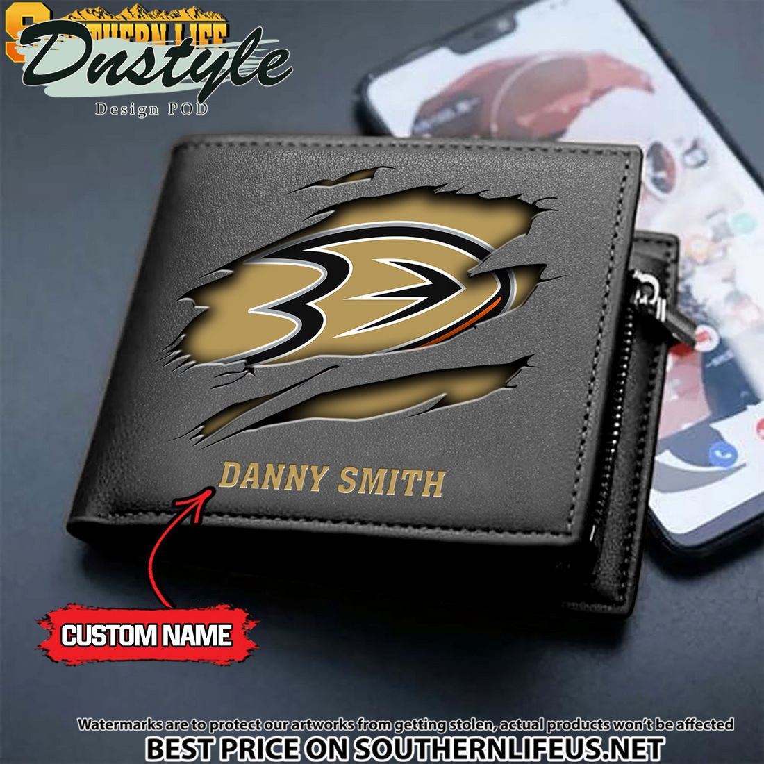 Anaheim Ducks NHL Custom Leather Wallet