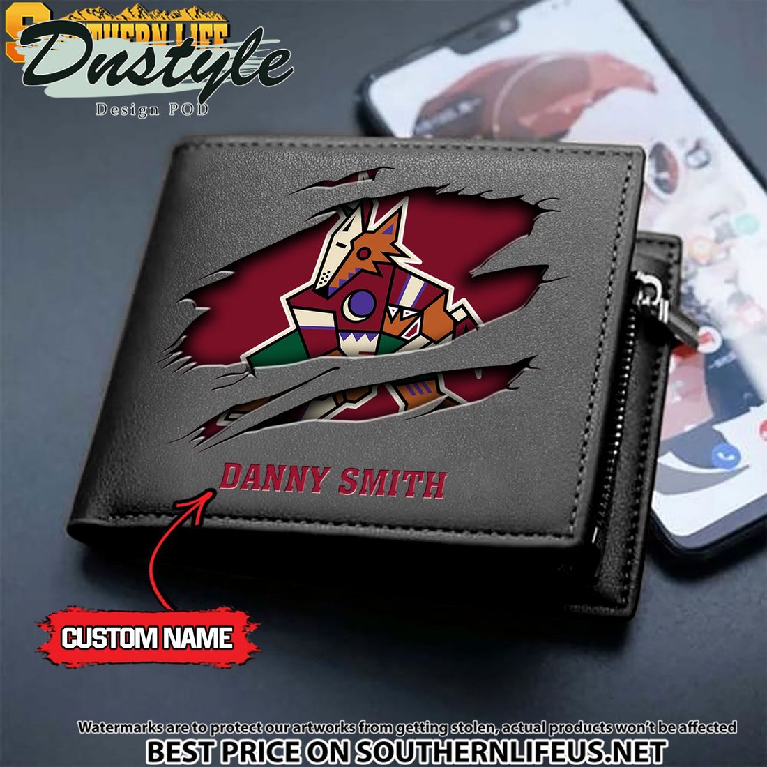 Arizona Coyotes NHL Custom Leather Wallet