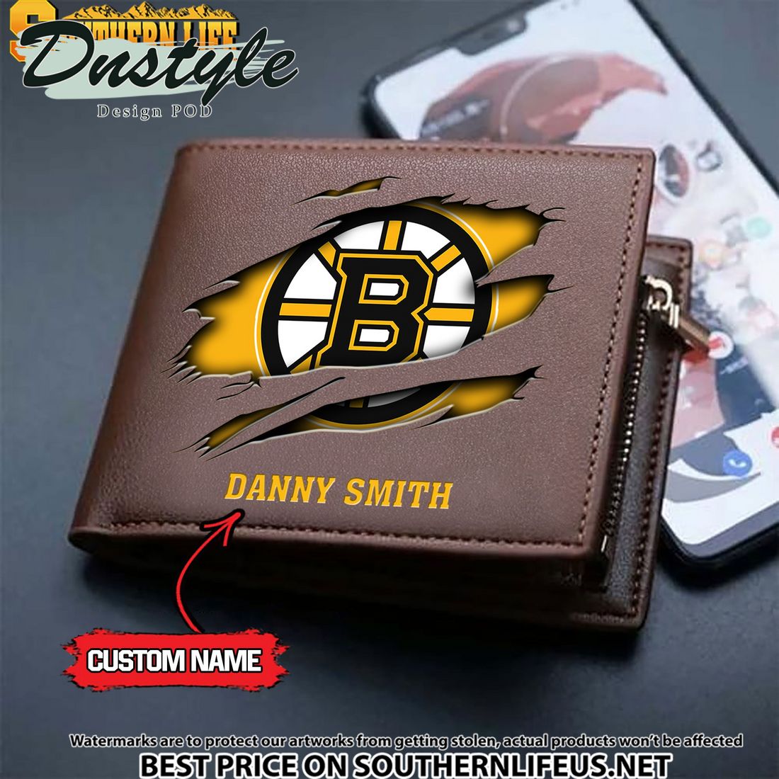 Boston Bruins NHL Custom Leather Wallet