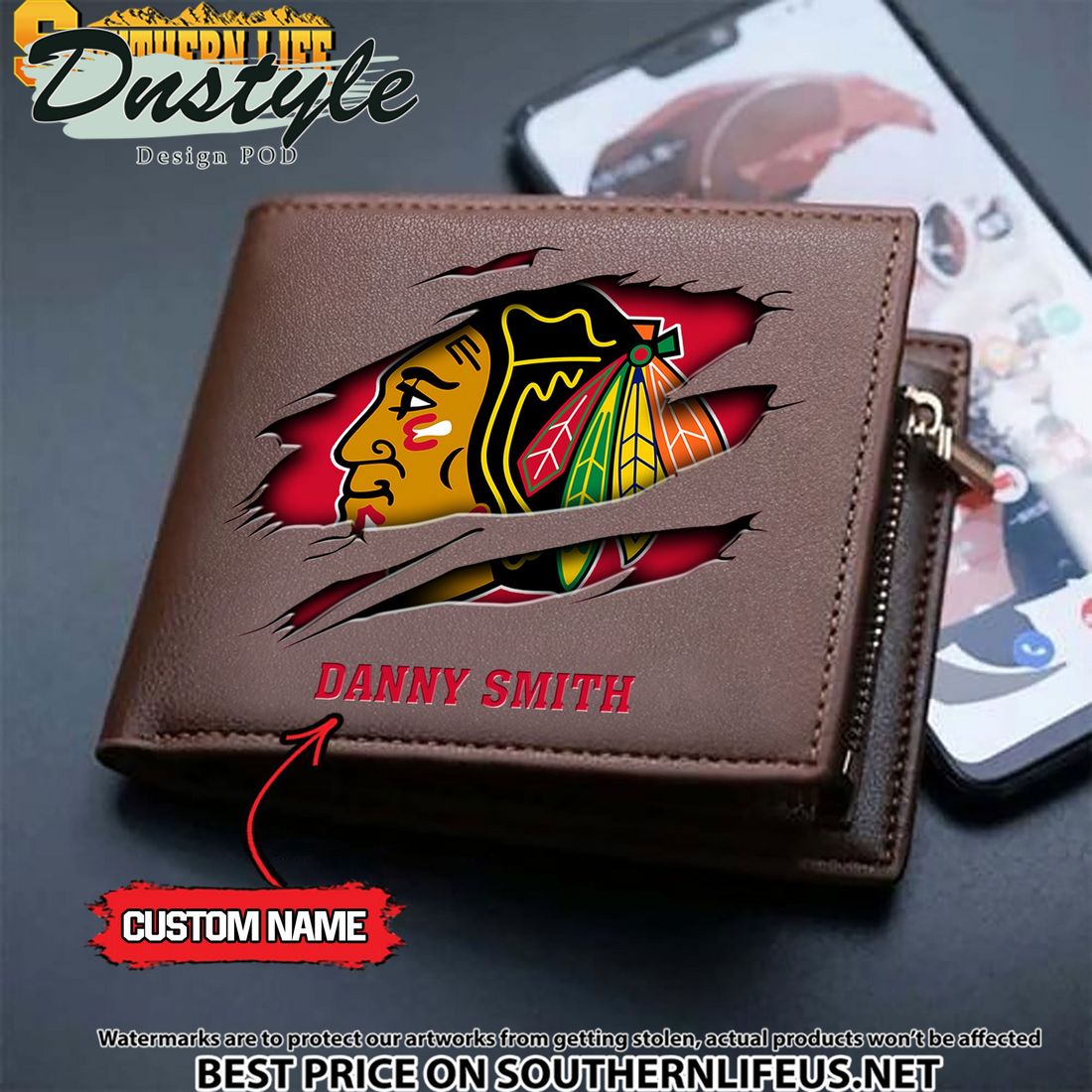 Chicago Blackhawks NHL Custom Leather Wallet