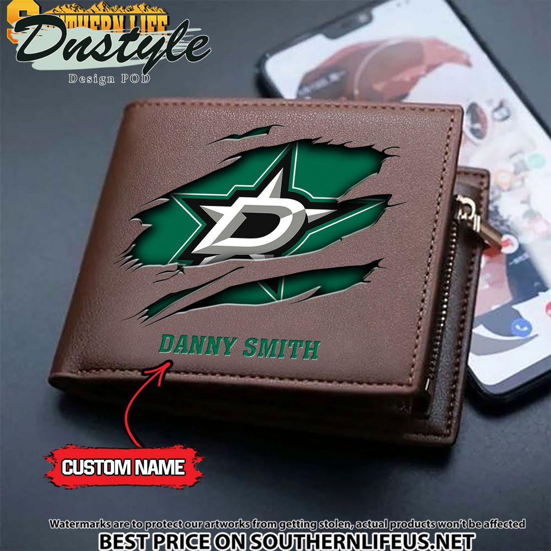Dallas Stars NHL Custom Leather Wallet