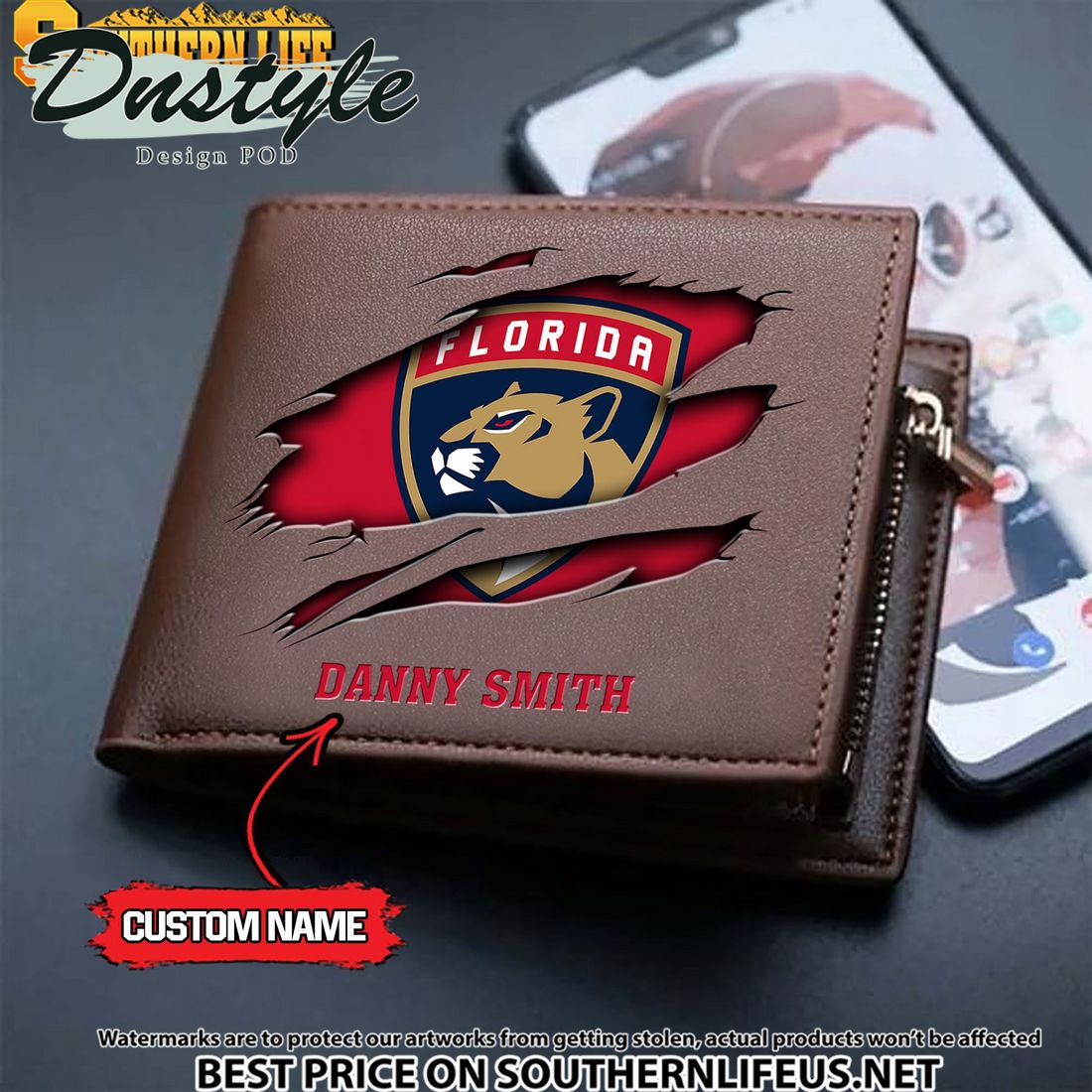 Florida Panthers NHL Custom Leather Wallet