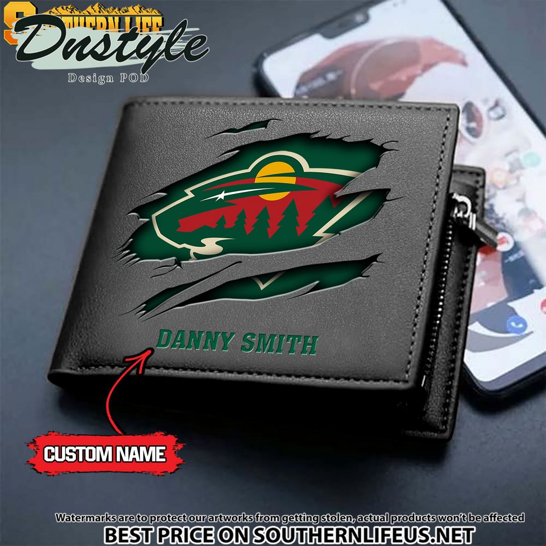 Minnesota Wild NHL Custom Leather Wallet