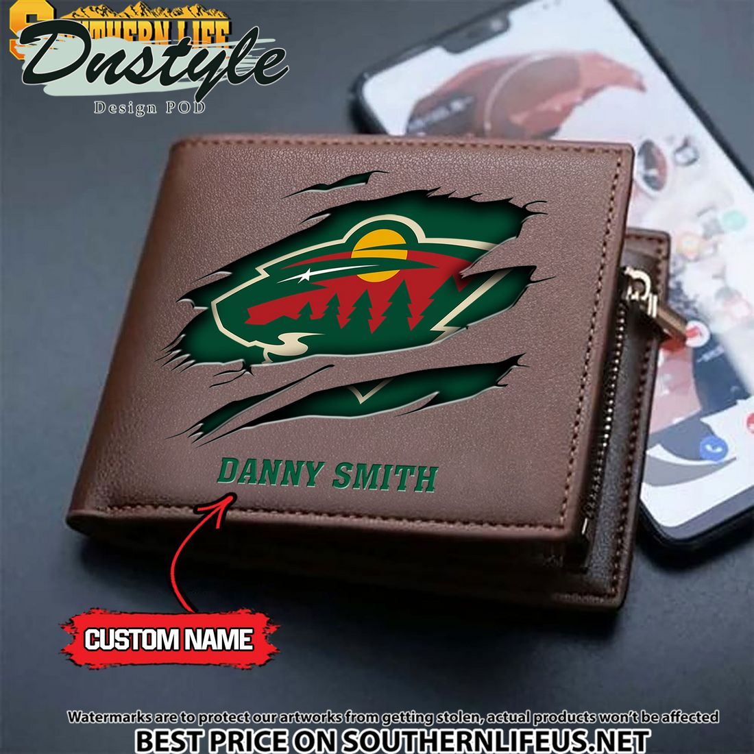 Minnesota Wild NHL Custom Leather Wallet