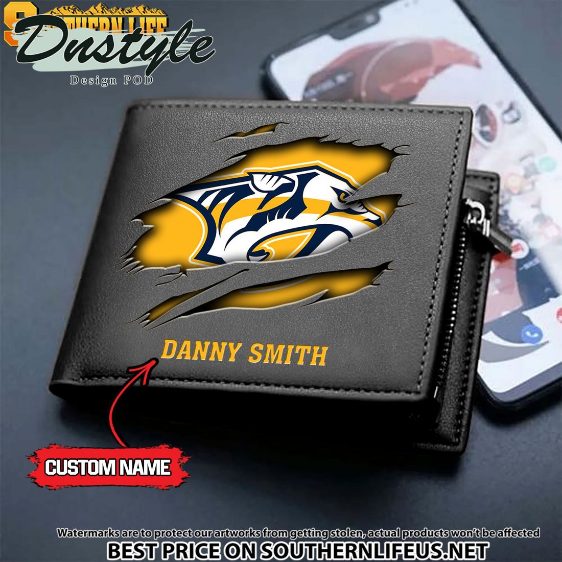 Nashville Predators NHL Custom Leather Wallet