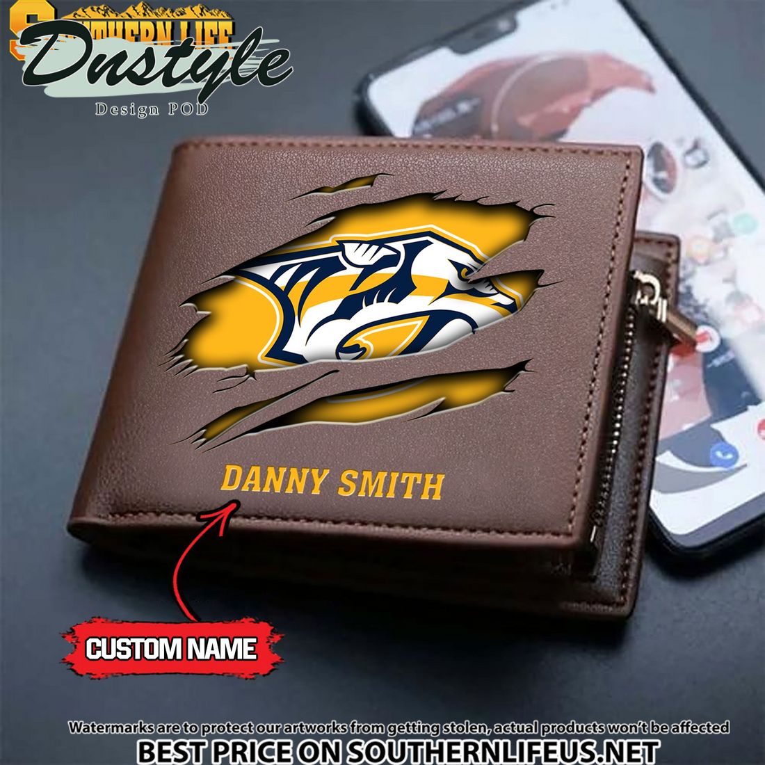 Nashville Predators NHL Custom Leather Wallet
