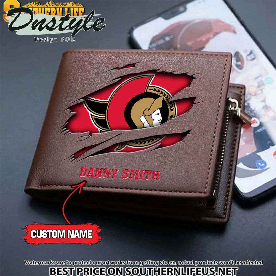 Ottawa Senators NHL Custom Leather Wallet
