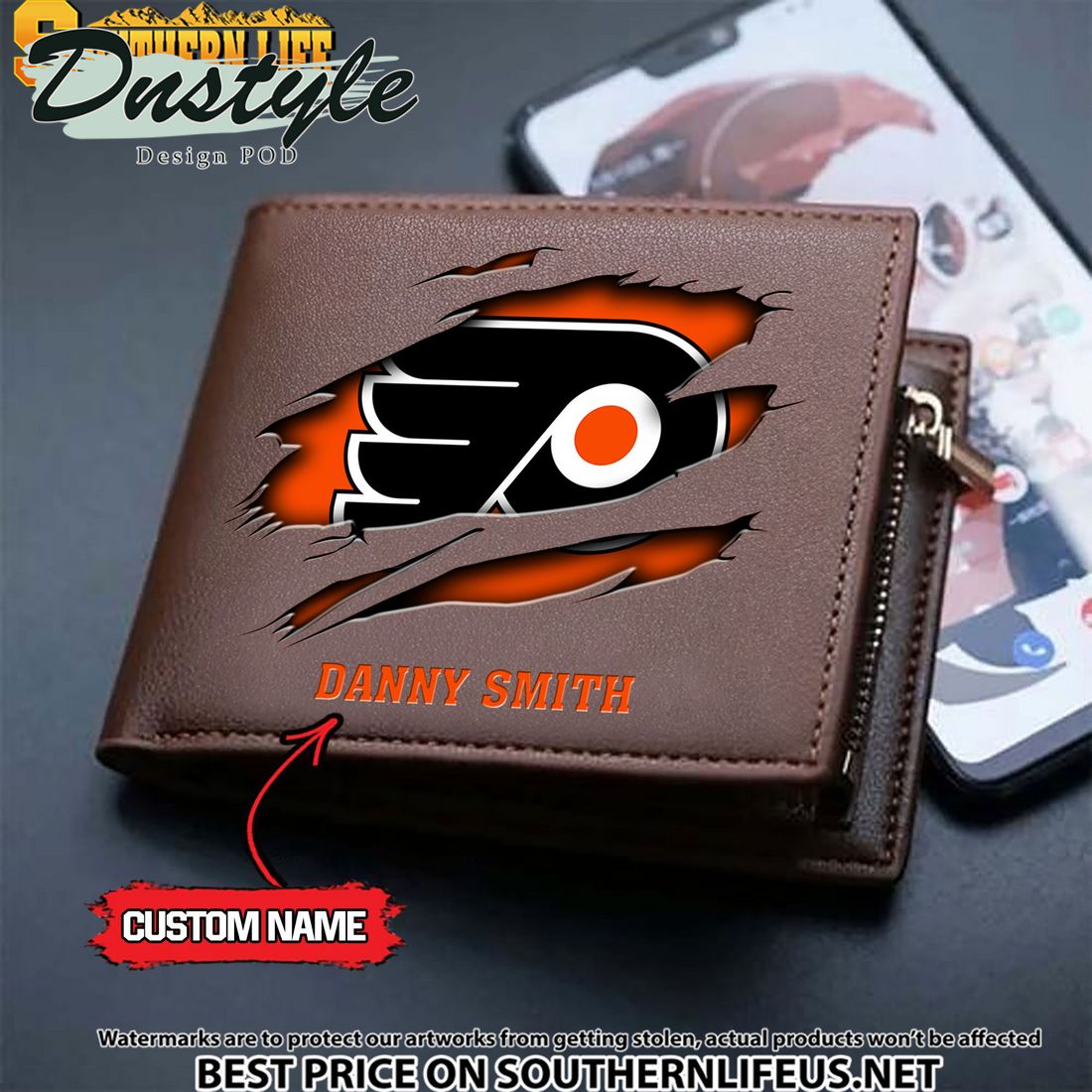 Philadelphia Flyers NHL Custom Leather Wallet