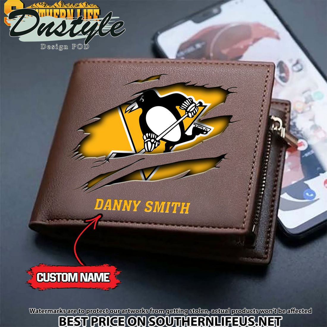Pittsburgh Penguins NHL Custom Leather Wallet