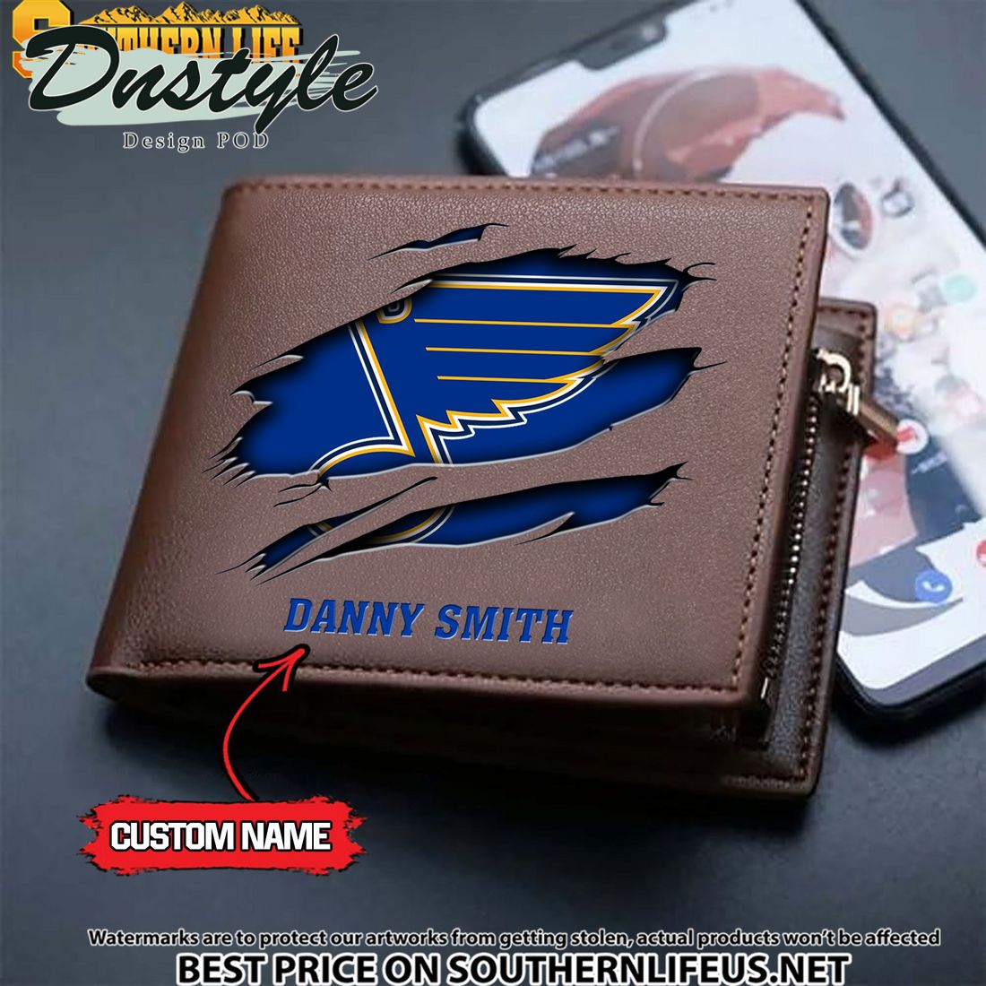St Louis Blues NHL Custom Leather Wallet