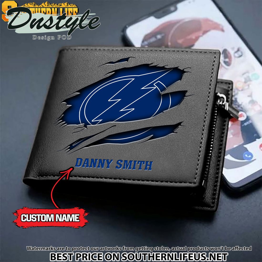 Tampa Bay Lightning NHL Custom Leather Wallet