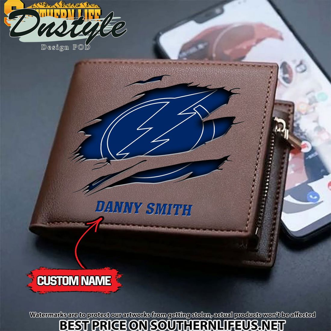 Tampa Bay Lightning NHL Custom Leather Wallet