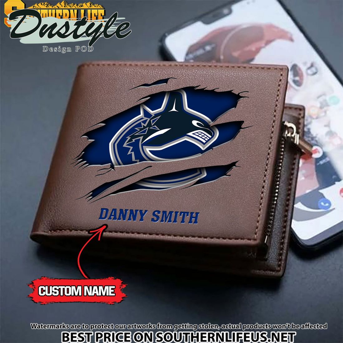 Vancouver Canucks NHL Custom Leather Wallet