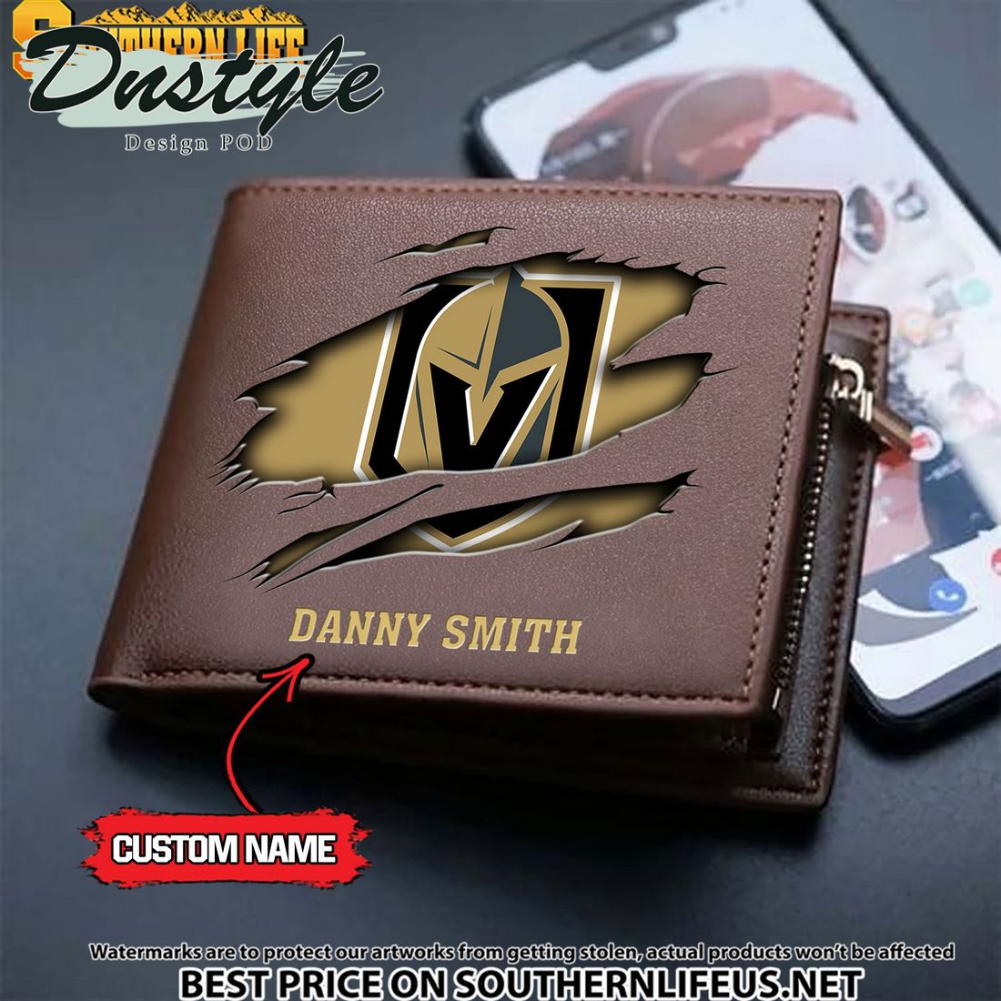 Vegas Golden Knights NHL Custom Leather Wallet