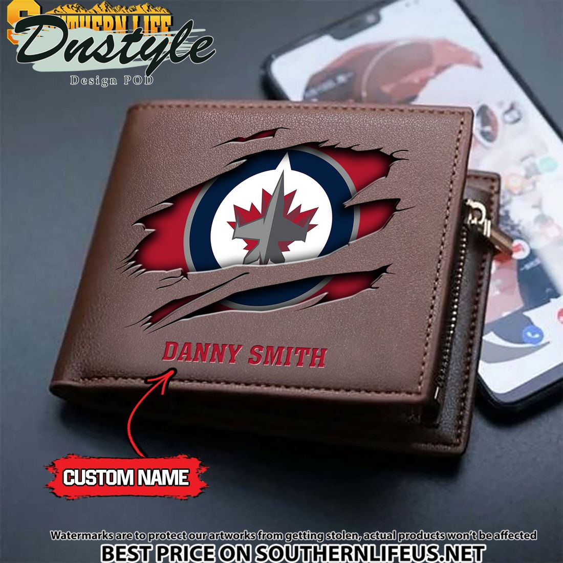 Winnipeg Jets NHL Custom Leather Wallet