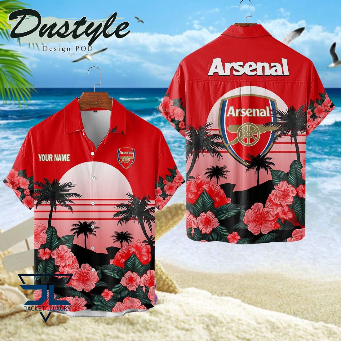 Arsenal FC 2024 Custom Name Hawaiian Shirt
